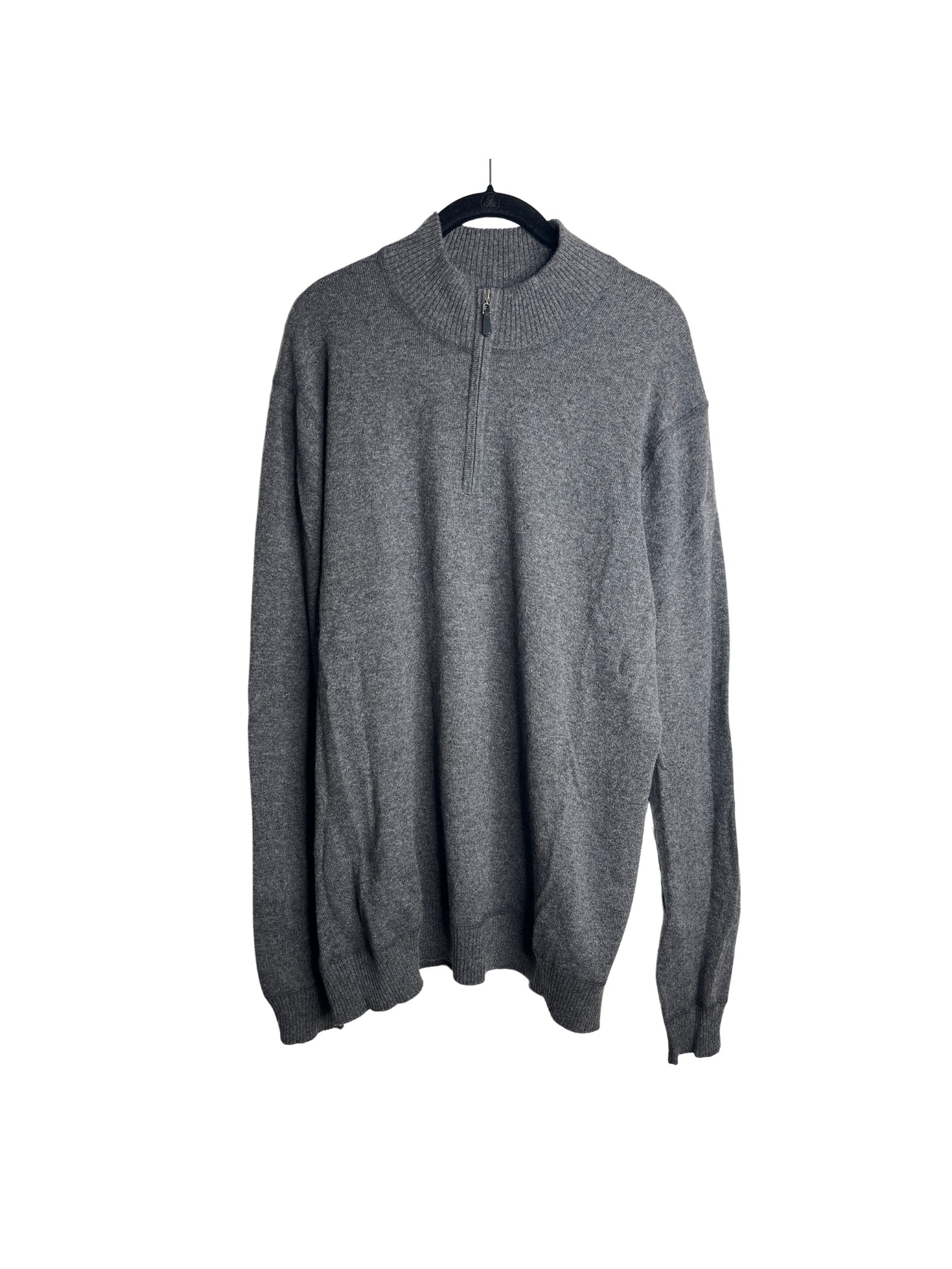 1-16 Forte Cashmere Men's Sweater Zip Henley Charcoal-Gray Size 2xl
